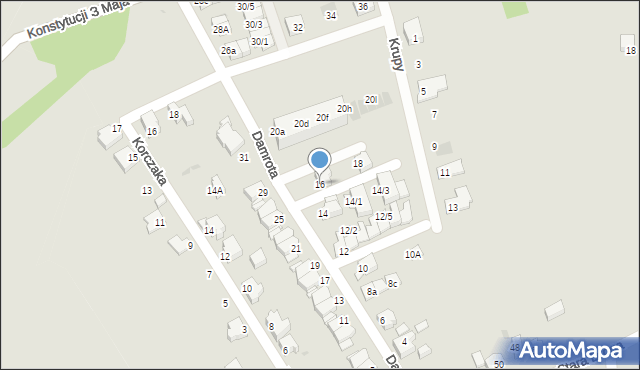 Mikołów, Damrota Konstantego, 16, mapa Mikołów