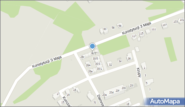 Mikołów, Damrota Konstantego, 28j, mapa Mikołów