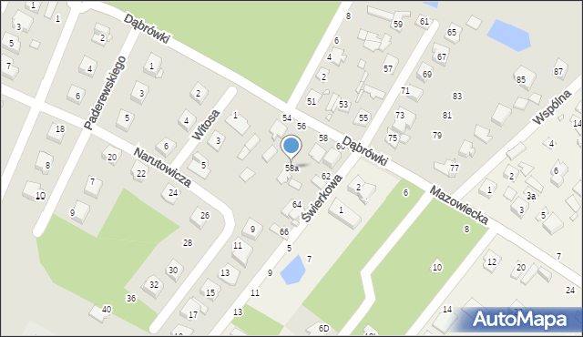 Mińsk Mazowiecki, Dąbrówki, 58a, mapa Mińsk Mazowiecki