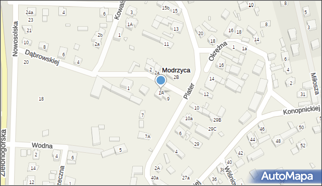 Modrzyca, Dąbrowskiej Marii, 1A, mapa Modrzyca