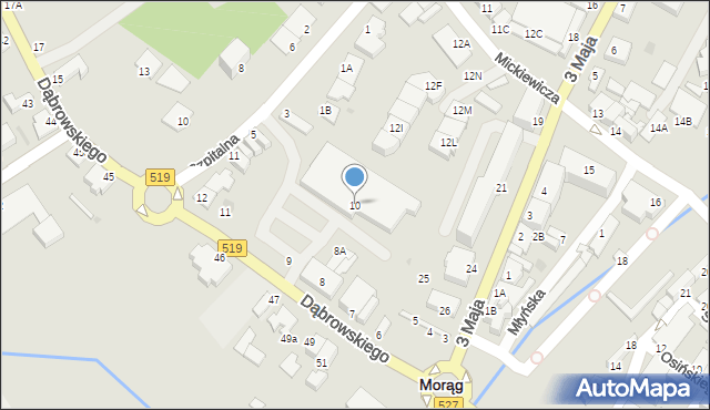 Morąg, Dąbrowskiego Henryka, gen., 10, mapa Morąg