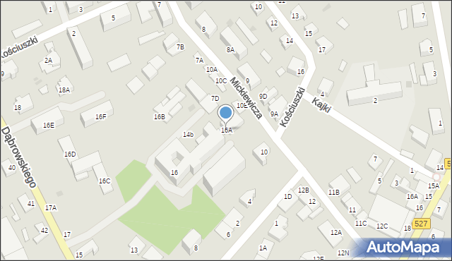 Morąg, Dąbrowskiego Henryka, gen., 16A, mapa Morąg