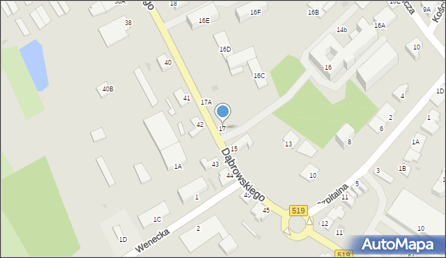 Morąg, Dąbrowskiego Henryka, gen., 17B, mapa Morąg