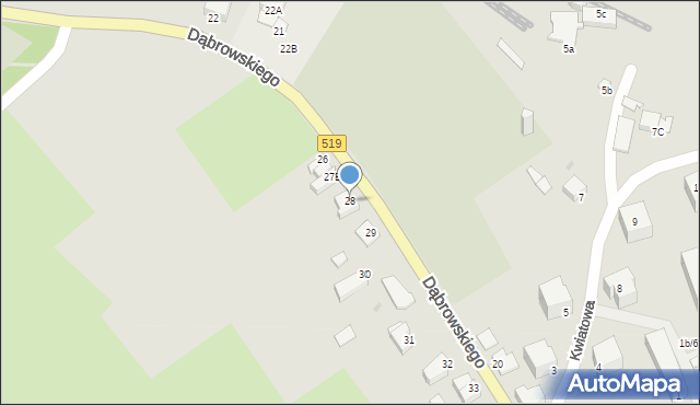 Morąg, Dąbrowskiego Henryka, gen., 28, mapa Morąg