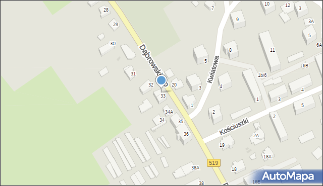 Morąg, Dąbrowskiego Henryka, gen., 33A, mapa Morąg