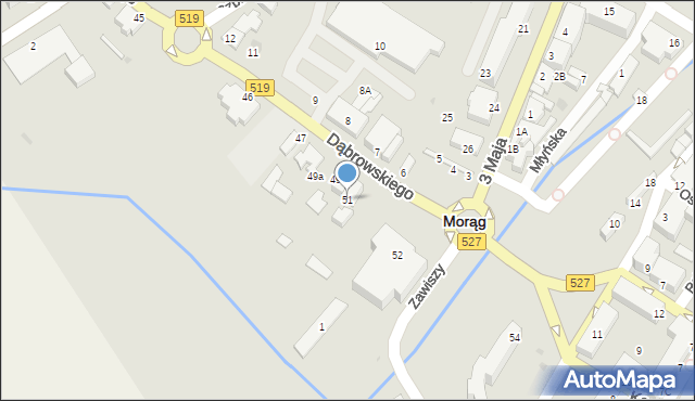Morąg, Dąbrowskiego Henryka, gen., 51, mapa Morąg