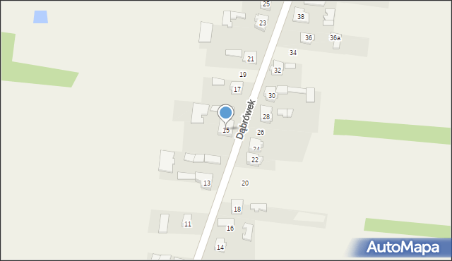 Mysłaków, Dąbrówek, 15, mapa Mysłaków