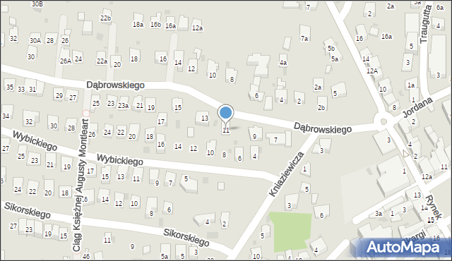 Myślenice, Dąbrowskiego Henryka, gen., 11, mapa Myślenice