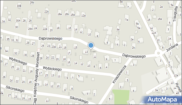 Myślenice, Dąbrowskiego Henryka, gen., 11A, mapa Myślenice