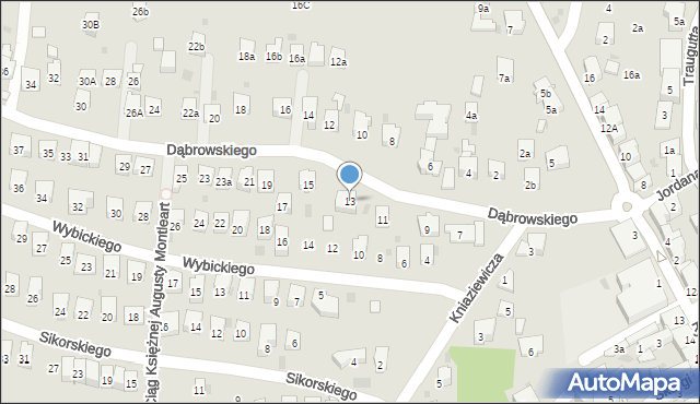 Myślenice, Dąbrowskiego Henryka, gen., 13, mapa Myślenice