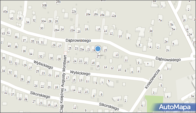 Myślenice, Dąbrowskiego Henryka, gen., 17, mapa Myślenice