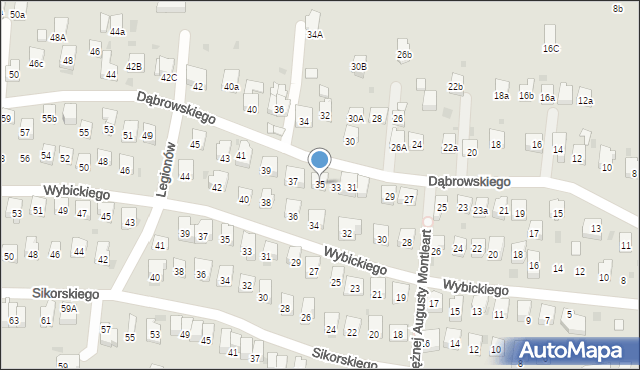 Myślenice, Dąbrowskiego Henryka, gen., 35, mapa Myślenice