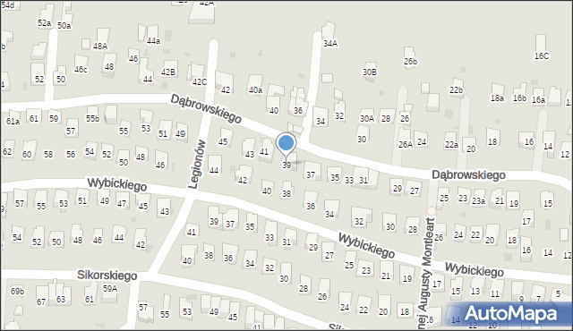 Myślenice, Dąbrowskiego Henryka, gen., 39, mapa Myślenice