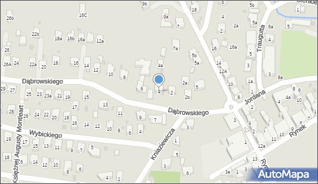 Myślenice, Dąbrowskiego Henryka, gen., 4, mapa Myślenice