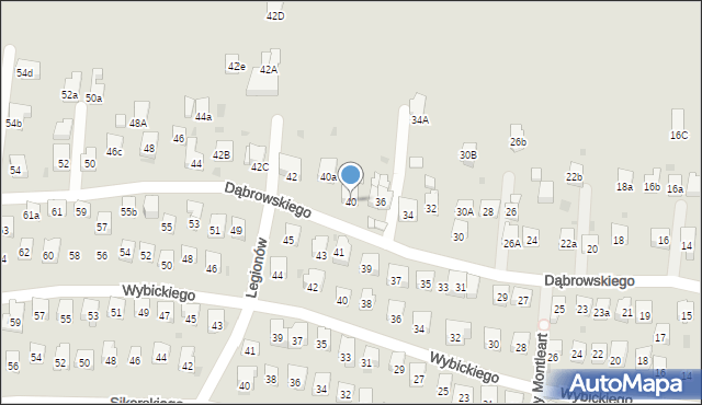 Myślenice, Dąbrowskiego Henryka, gen., 40, mapa Myślenice