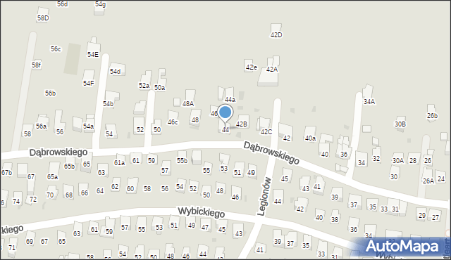 Myślenice, Dąbrowskiego Henryka, gen., 44, mapa Myślenice