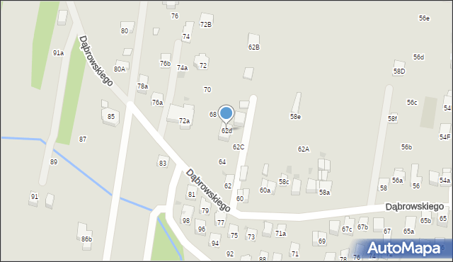 Myślenice, Dąbrowskiego Henryka, gen., 62d, mapa Myślenice