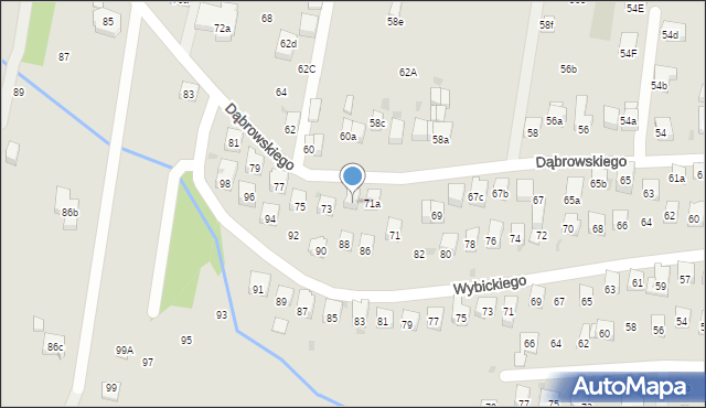 Myślenice, Dąbrowskiego Henryka, gen., 73a, mapa Myślenice