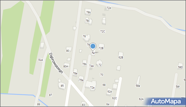 Myślenice, Dąbrowskiego Henryka, gen., 74, mapa Myślenice