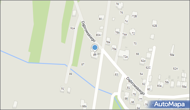 Myślenice, Dąbrowskiego Henryka, gen., 85, mapa Myślenice