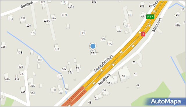 Myślenice, Daszyńskiego Ignacego, 35d, mapa Myślenice