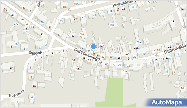 Nakło nad Notecią, Dąbrowskiego Henryka, gen., 36, mapa Nakło nad Notecią