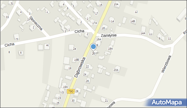 Niegowonice, Dąbrowska, 20, mapa Niegowonice