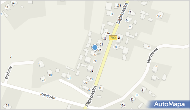 Niegowonice, Dąbrowska, 27, mapa Niegowonice