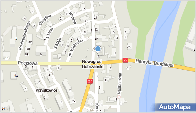 Nowogród Bobrzański, Dąbrowskiego, 2, mapa Nowogród Bobrzański