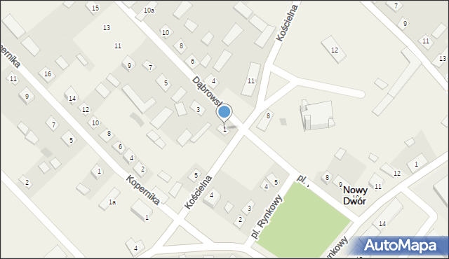 Nowy Dwór, Dąbrowska, 1, mapa Nowy Dwór