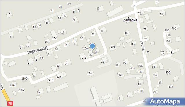 Nowy Sącz, Dąbrowskiej Marii, 24A, mapa Nowego Sącza