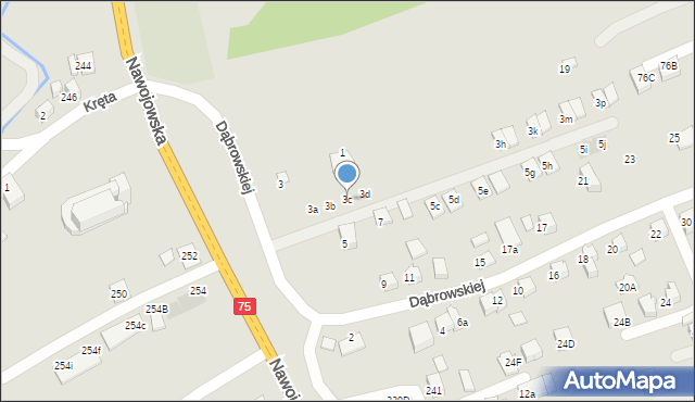 Nowy Sącz, Dąbrowskiej Marii, 3c, mapa Nowego Sącza