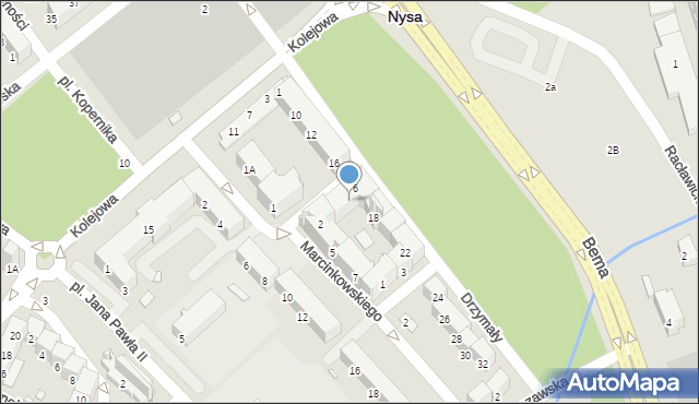 Nysa, Dąbrowskiego Henryka, gen., 8, mapa Nysy