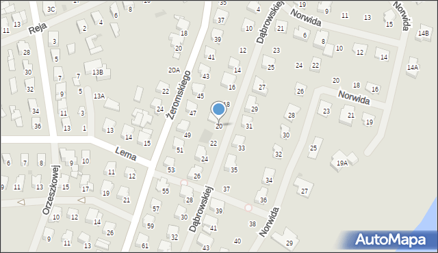 Olecko, Dąbrowskiej Marii, 20, mapa Olecko
