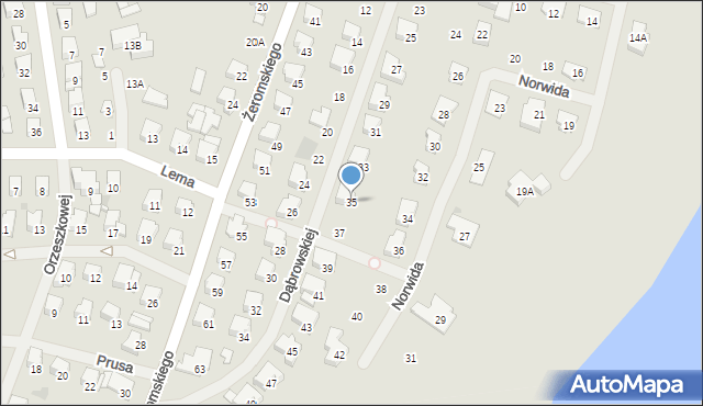 Olecko, Dąbrowskiej Marii, 35, mapa Olecko