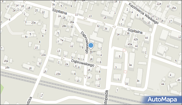 Olkusz, Dąbrowskiego Henryka, gen., 20, mapa Olkusz