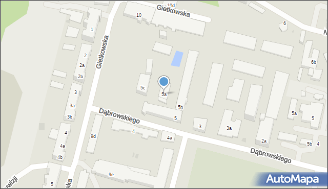 Olsztyn, Dąbrowskiego Jarosława, gen., 5a, mapa Olsztyna