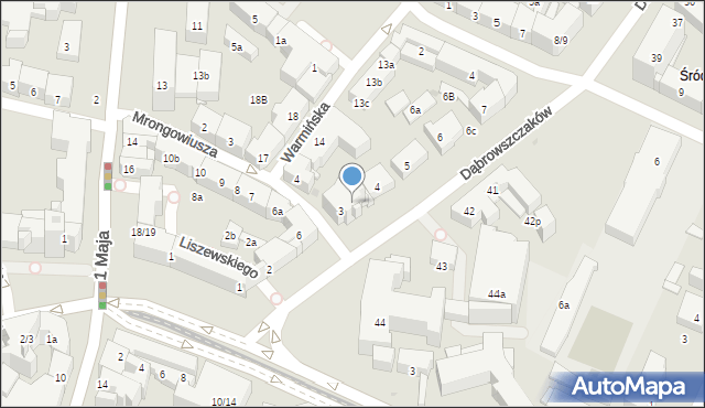 Olsztyn, Dąbrowszczaków, 3a, mapa Olsztyna