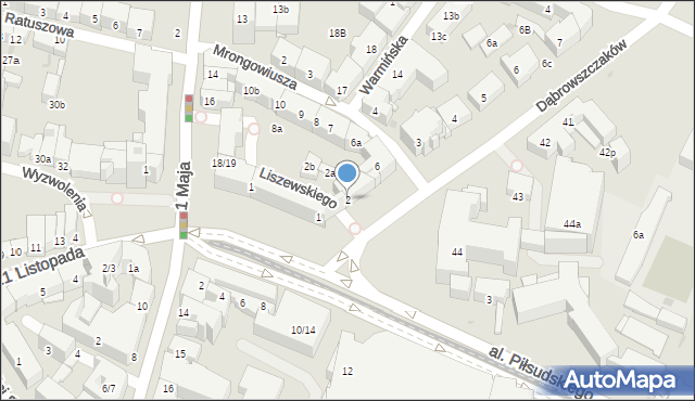 Olsztyn, Dąbrowszczaków, 2, mapa Olsztyna