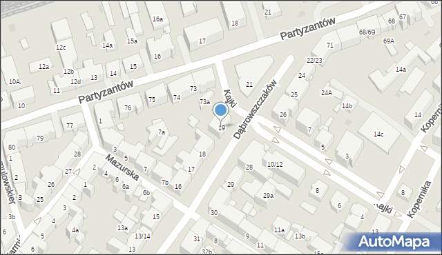 Olsztyn, Dąbrowszczaków, 19, mapa Olsztyna