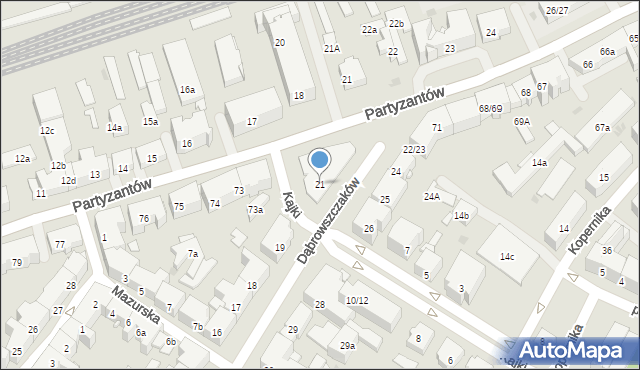 Olsztyn, Dąbrowszczaków, 21, mapa Olsztyna