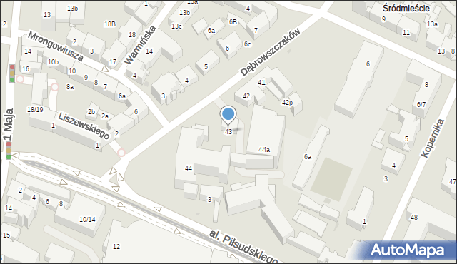 Olsztyn, Dąbrowszczaków, 43, mapa Olsztyna