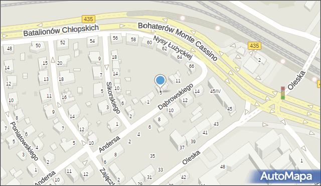 Opole, Dąbrowskiego Henryka, gen., 5, mapa Opola