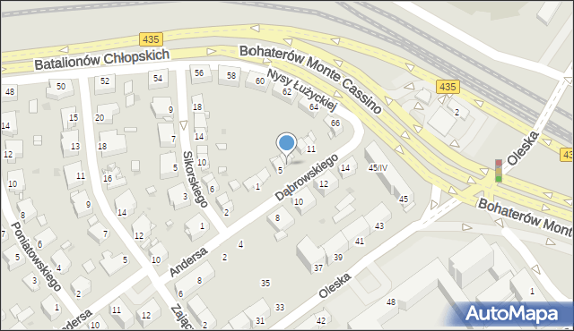 Opole, Dąbrowskiego Henryka, gen., 7, mapa Opola