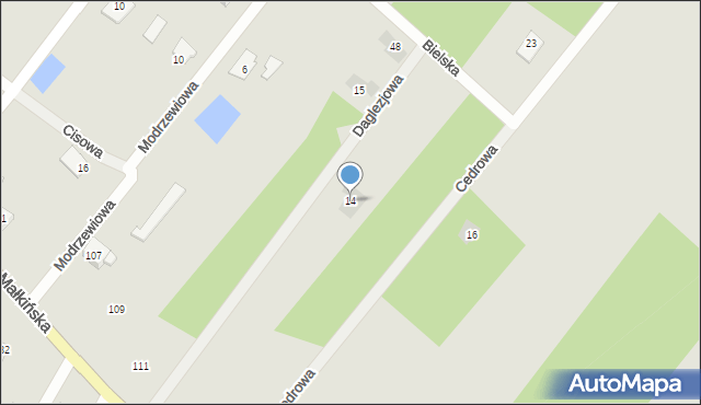 Ostrów Mazowiecka, Daglezjowa, 14, mapa Ostrów Mazowiecka