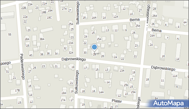 Piastów, Dąbrowskiego Jarosława, gen., 28, mapa Piastów