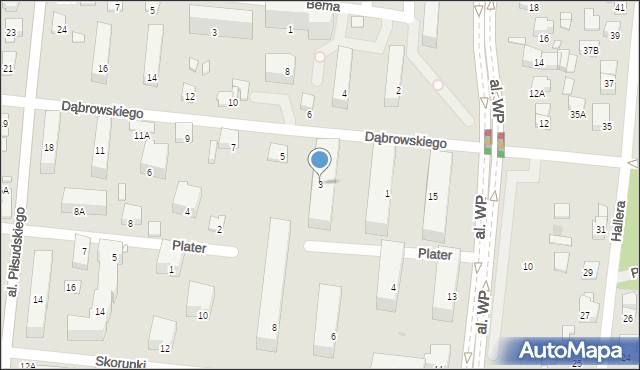Piastów, Dąbrowskiego Jarosława, gen., 3, mapa Piastów