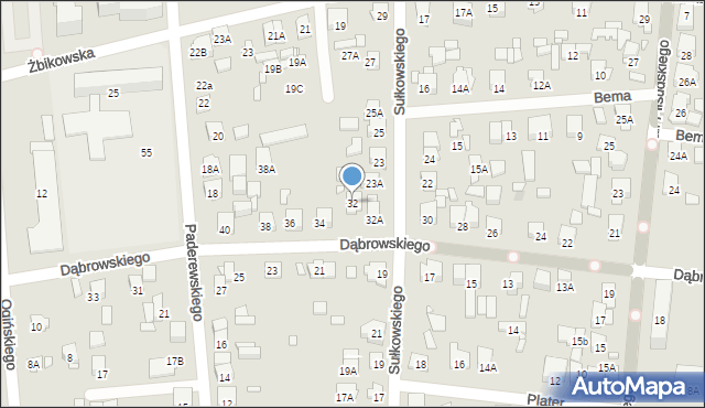 Piastów, Dąbrowskiego Jarosława, gen., 32, mapa Piastów