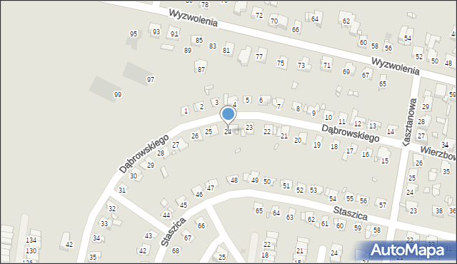 Piekary Śląskie, Dąbrowskiego Jarosława, gen., 24, mapa Piekary Śląskie