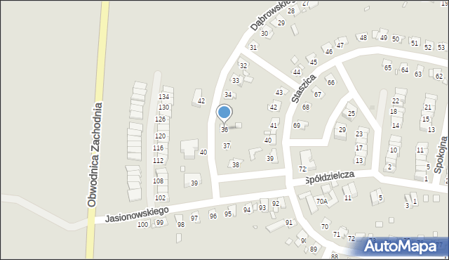 Piekary Śląskie, Dąbrowskiego Jarosława, gen., 36, mapa Piekary Śląskie